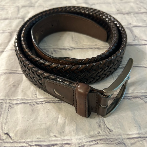 AID HANDCRAFTED GENUINE LEATHER MENS BROWN WOVEN BELT SIZE 38 - Picture 1 of 7
